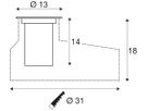 EB-LED-Bodenleuchte SLV DASAR M IP67 6.5W 450lm 830 24° DALI Ø130mm an