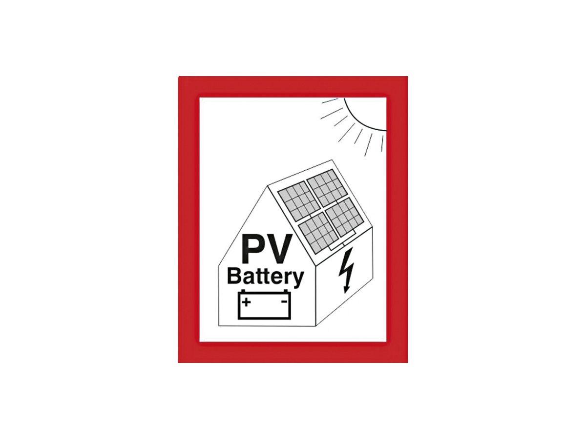 Brandschutzmarkierung CIMCO mit PV und Batterie 105×148mm weiss/rot