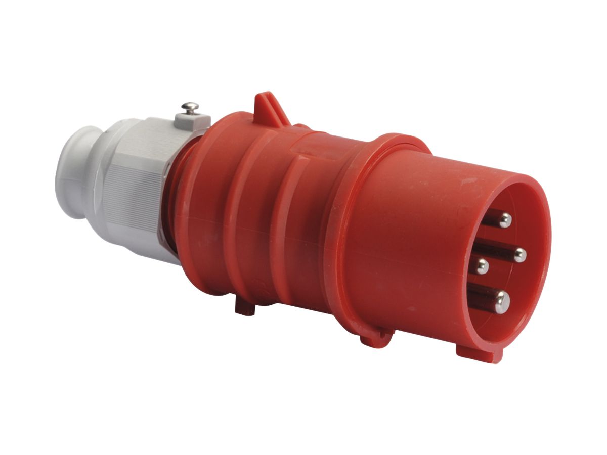 Stecker CEE Bals 4P 16A 400V 6h rot IP44 vernickelt QC.TE-Plus