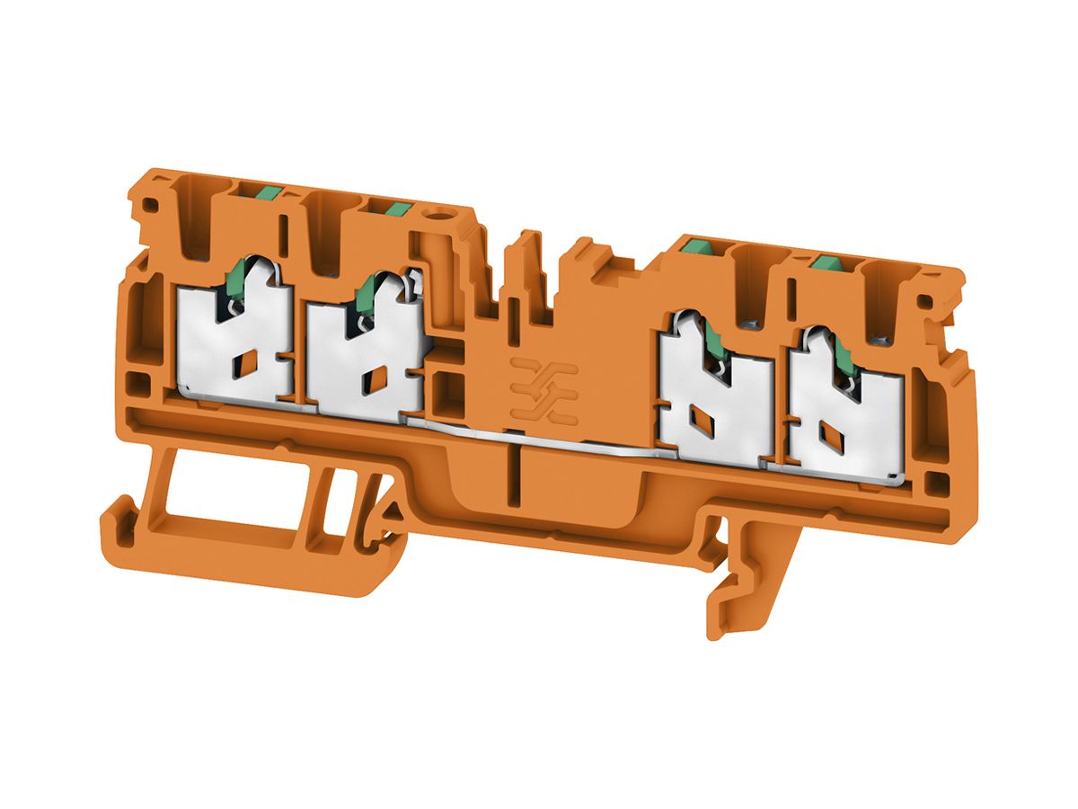 Durchgangs-Reihenklemme S4C 2.5 OR 2.5mm² 24A 800V SNAP IN 4×1 TH35 orange