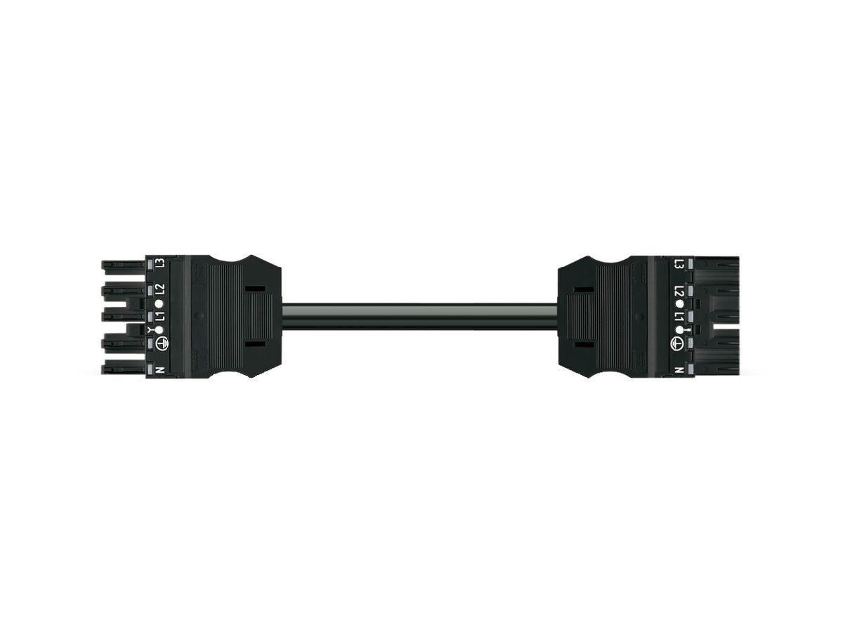 Verbindungsleitung MIDI 5×1.5mm² 16A 400V 2m Cod.A Buchse-Stecker schwarz Cca