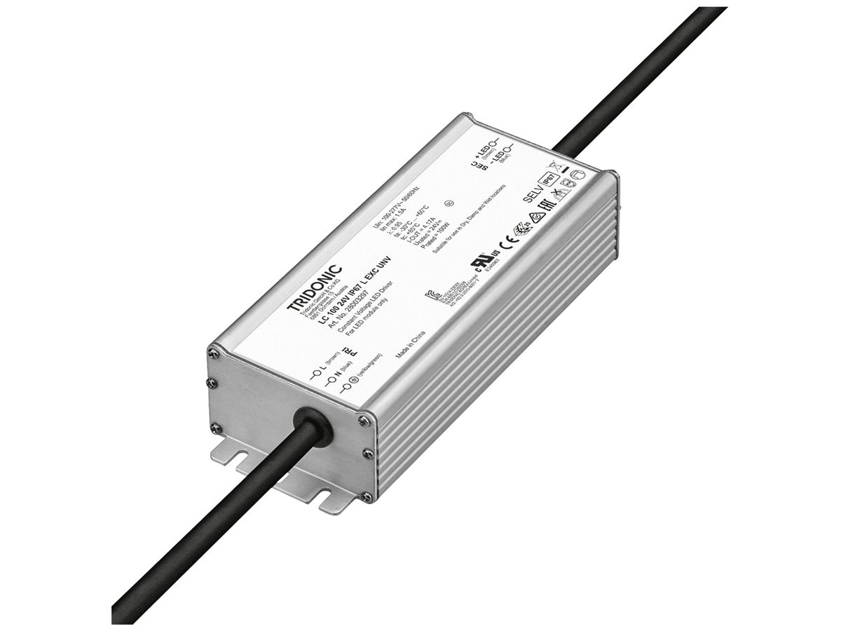 LED-Konverter Tridonic LC 100 24V IP67 L EXC UNV, 100W, 24VDC, 178×68×39mm