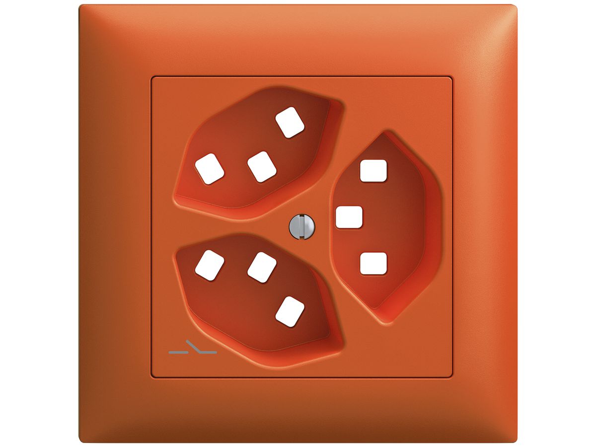 UP-Montageset Feller EDIZIOdue, für Steckdose 3×T23 1×getrennt, orange