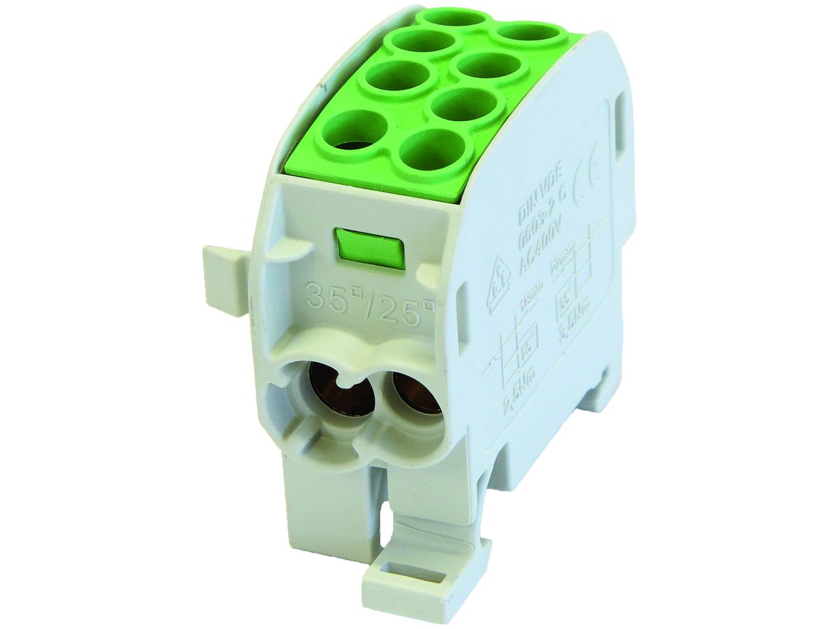 Verteilerblock Typ C 2×35/2×25mm² 125A CU grün/gelb
