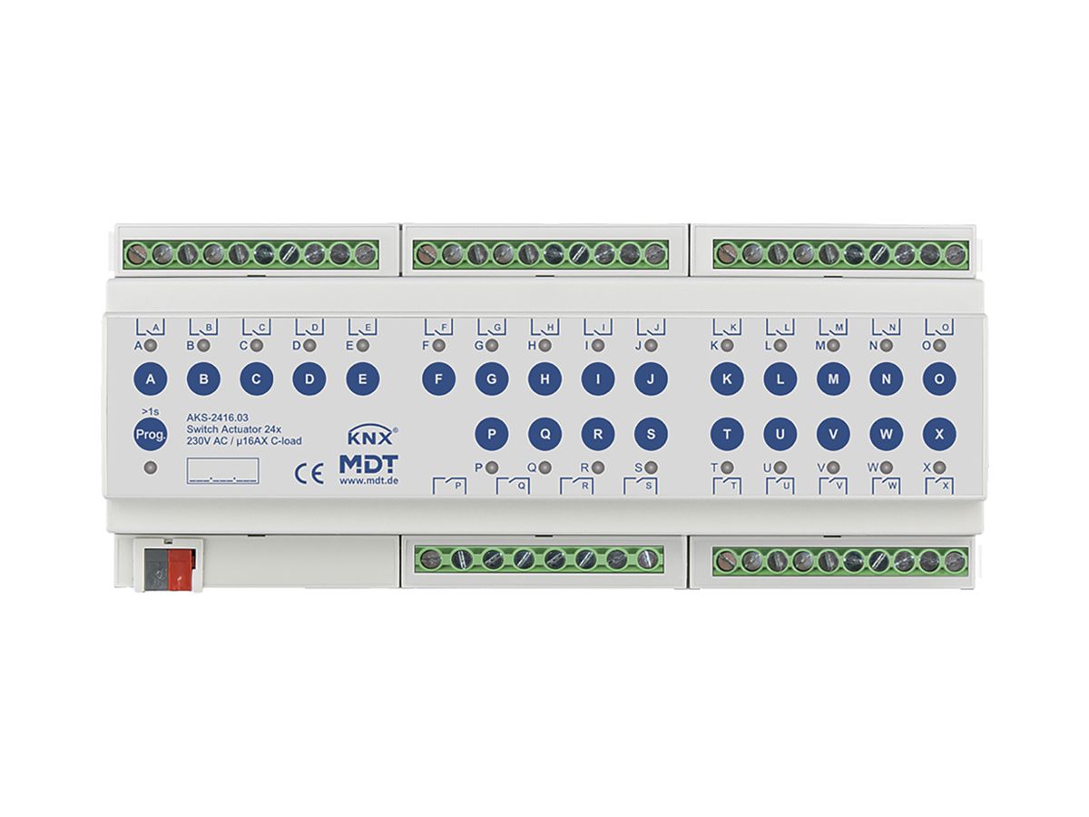 REG-Schaltaktor KNX MDT AKS-2416.03 24-Kan 16A 230VAC 12TE