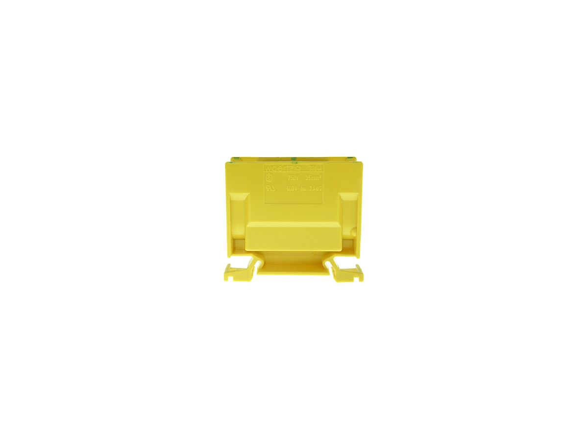Abzweigklemme Woertz 16…35mm² 125A 750V Schraubanschluss 2×1 TH35 grün/gelb
