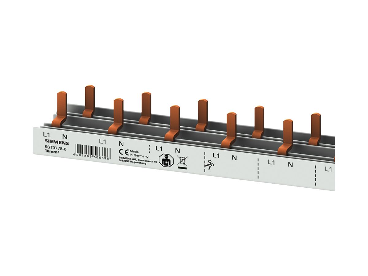 Kammschiene Siemens SENTRON 5ST37780 für Kompakt+HS, 1LN 10mm² 60TE