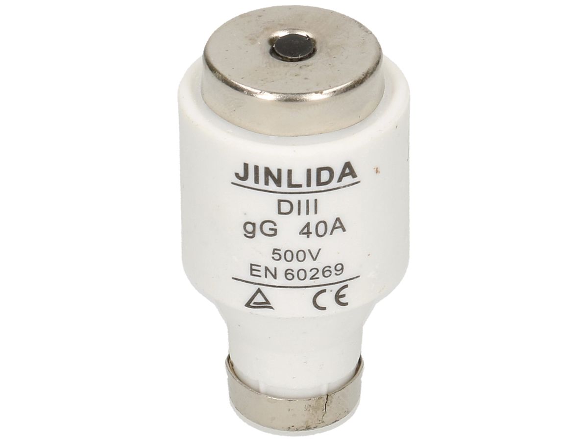 D-Sicherung MAX HAURI DT-III 40A schwarz 500V träg 50 KA gG Ø26×48mm 5 Stück