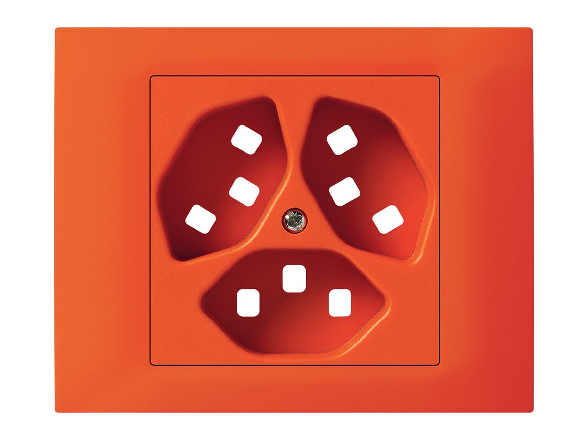 EB-Frontset Hager kallysto für Steckdose G3 3×T23 Abdeckrahmen steckbar orange