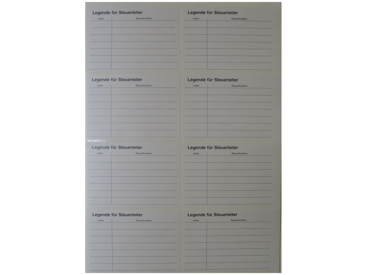 Bezeichnungskarte A4 80×80mm mit 8 Legenden deutsch