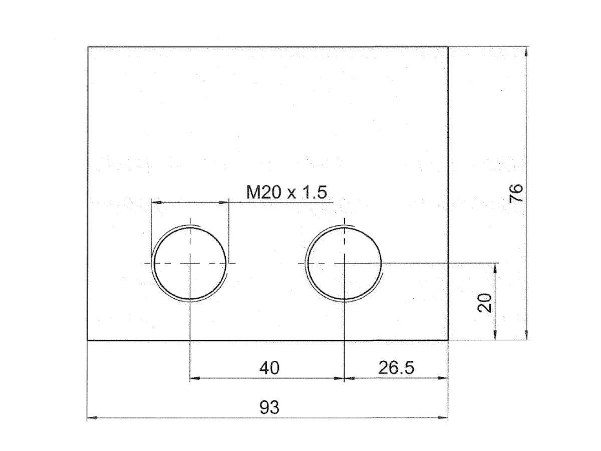 Abdeckplatte R&S 93×76mm 2×M20