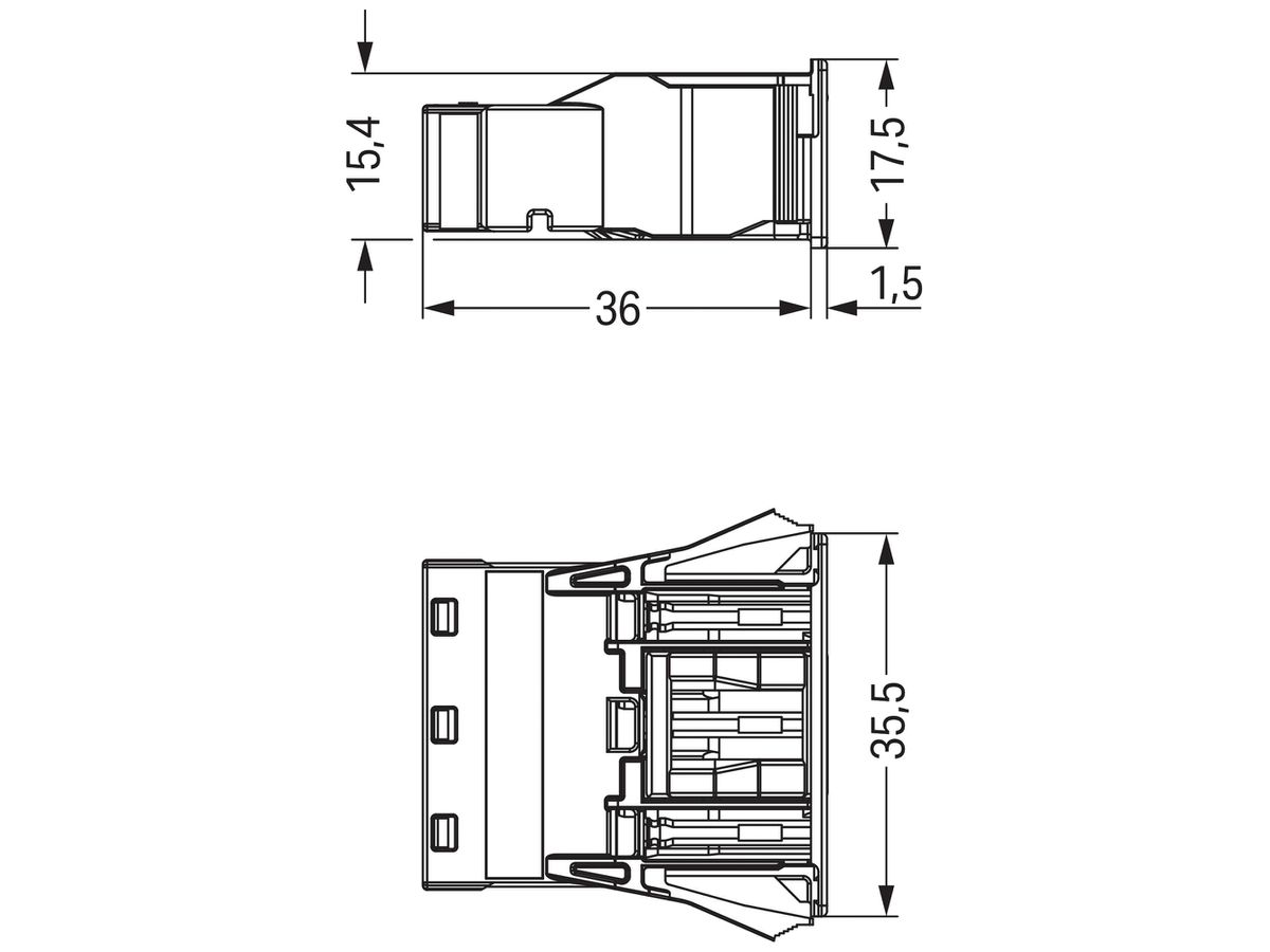 Buchse WAGO 3L 0.5…4mm² rot Codierung P 25A 250V Snap-In