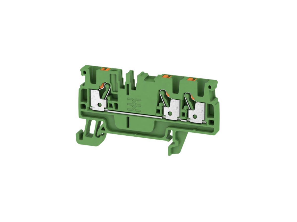 Durchgangs-Reihenklemme Weidmüller A3C PUSH IN 2.5mm² 3 Anschlüsse TS35 grün
