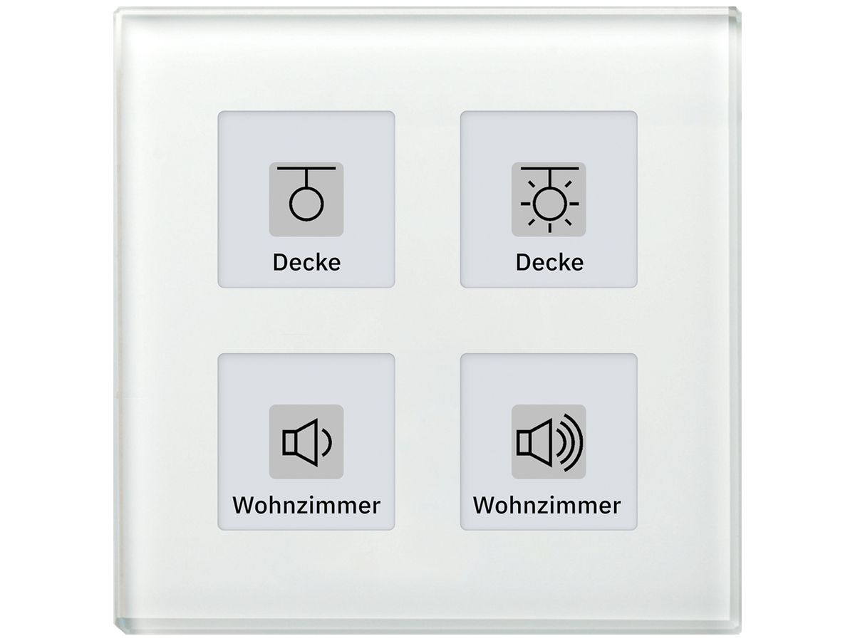 UP-Taster KNX MDT BE-GT04W.01 4T/4B LED Glas weiss