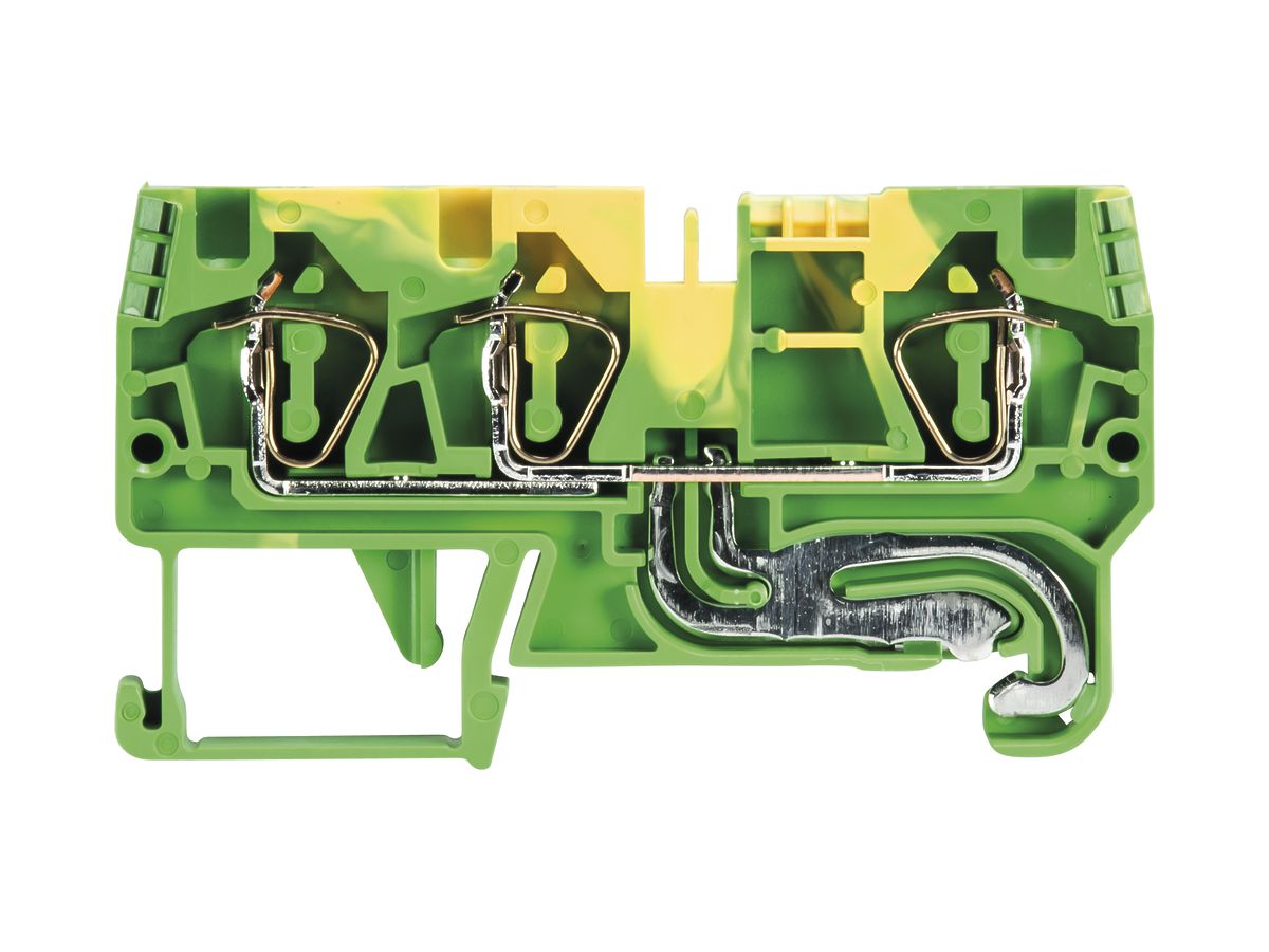 Schutzleiter-Reihenklemme WKFN 0.13…6mm² 3×Federz.1 Etage Hutschiene TH35 gn/gb