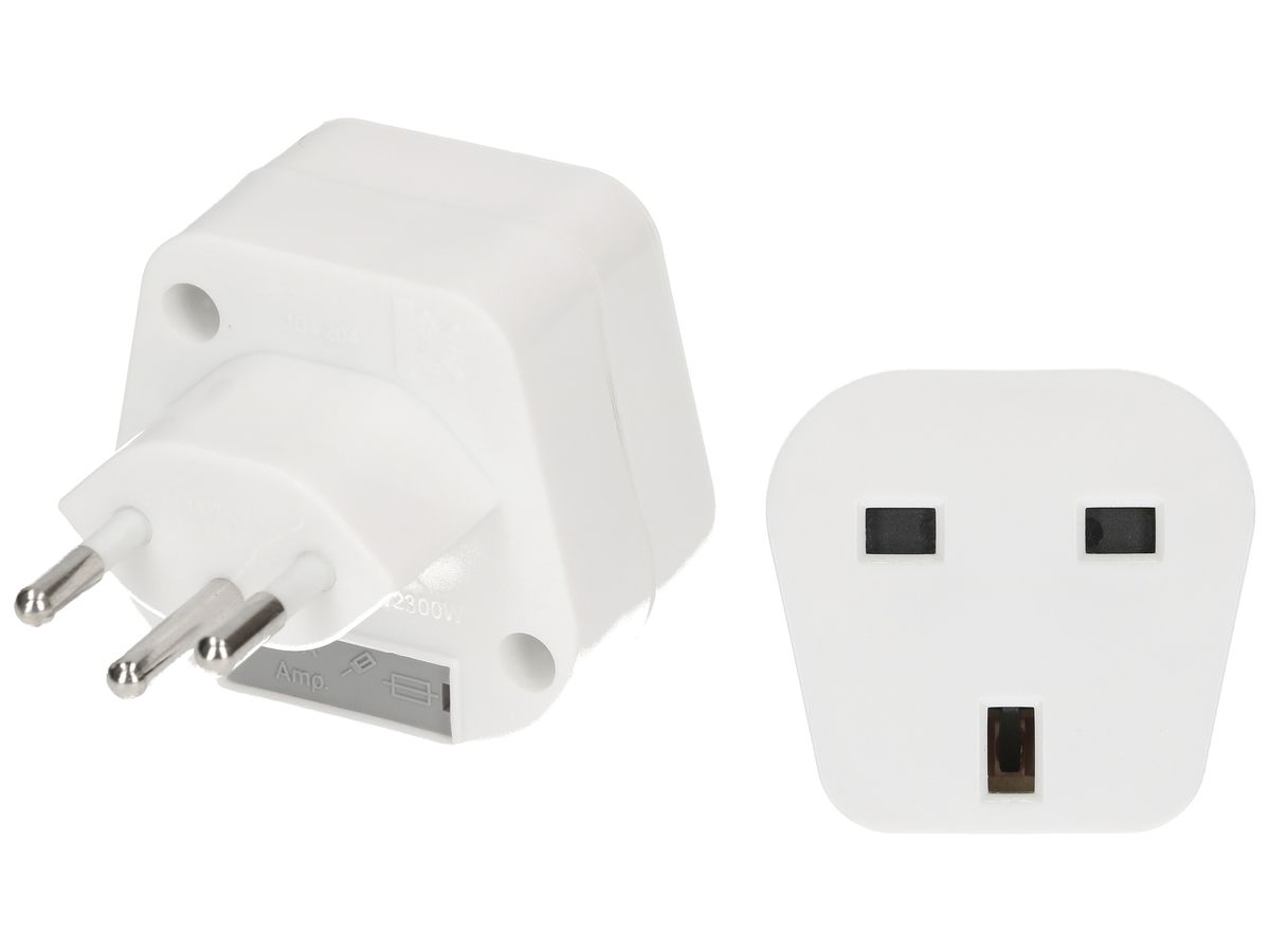 Reiseadapter MAX HAURI PLUG 250V 10A UK/HK Typ G für CH T12 ws