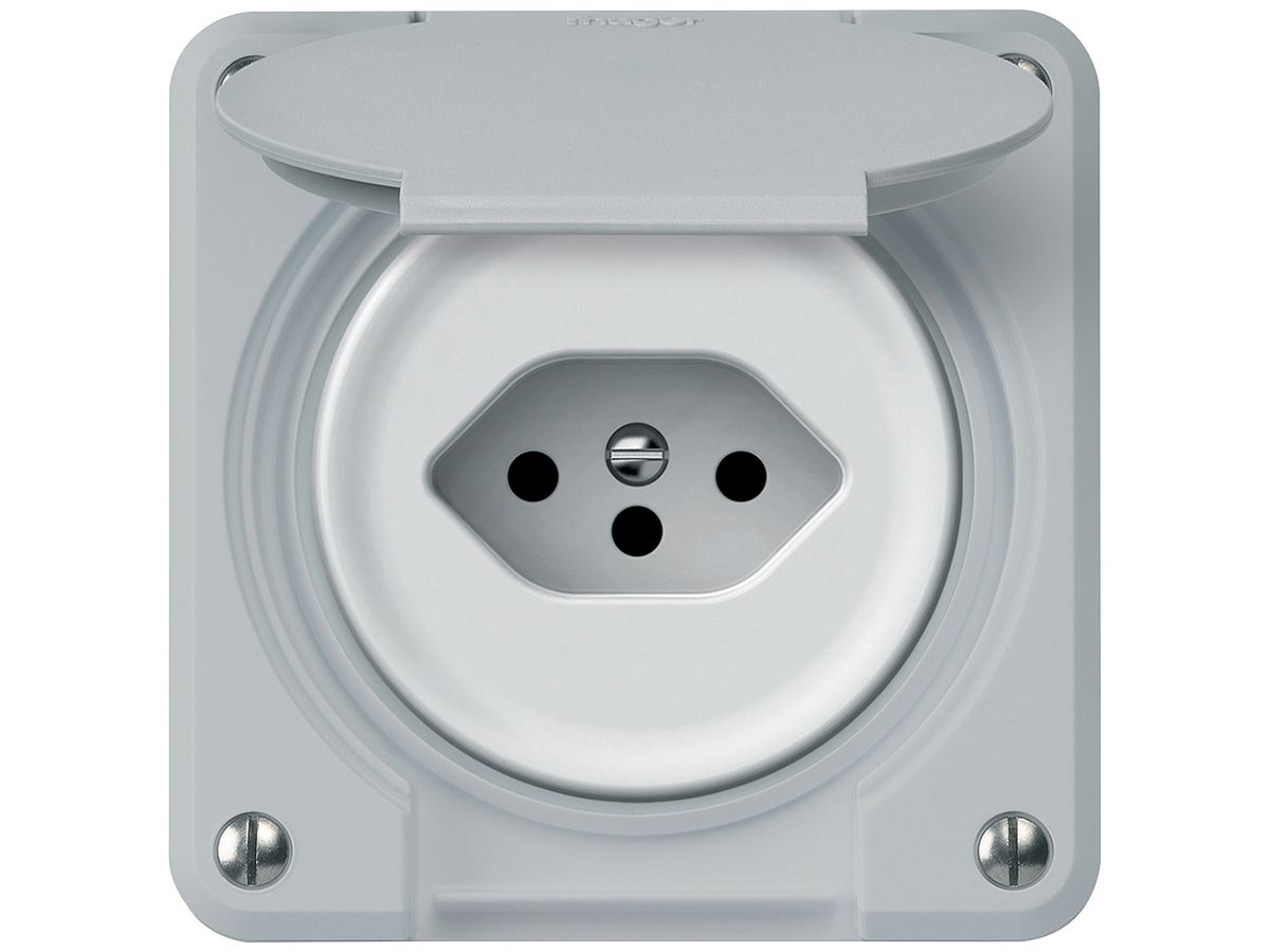 UP-Steckdose robusto 1×T13 10A 250V 86×86mm IP21 grau