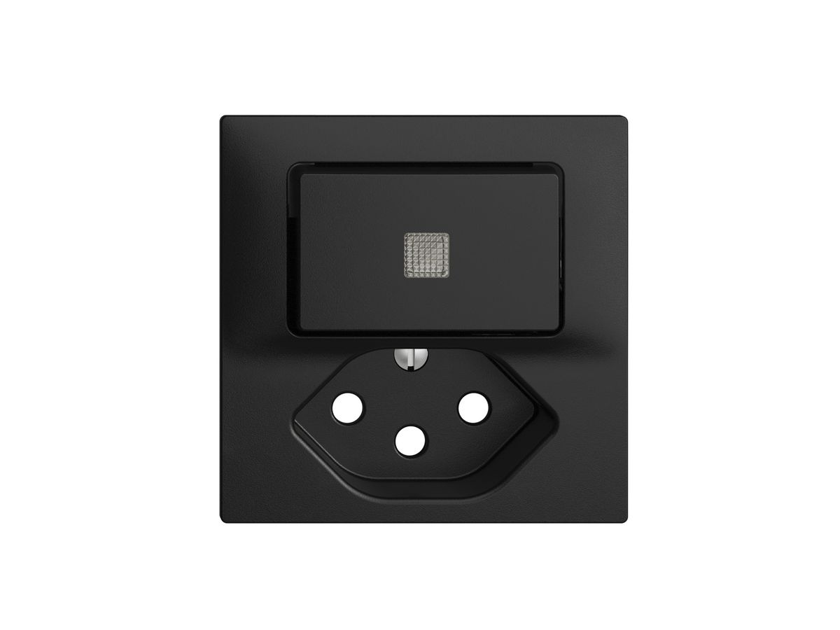 Frontset 60×60mm EDIZIOdue schwarz T13 mit Linse, mit Kinderschutz