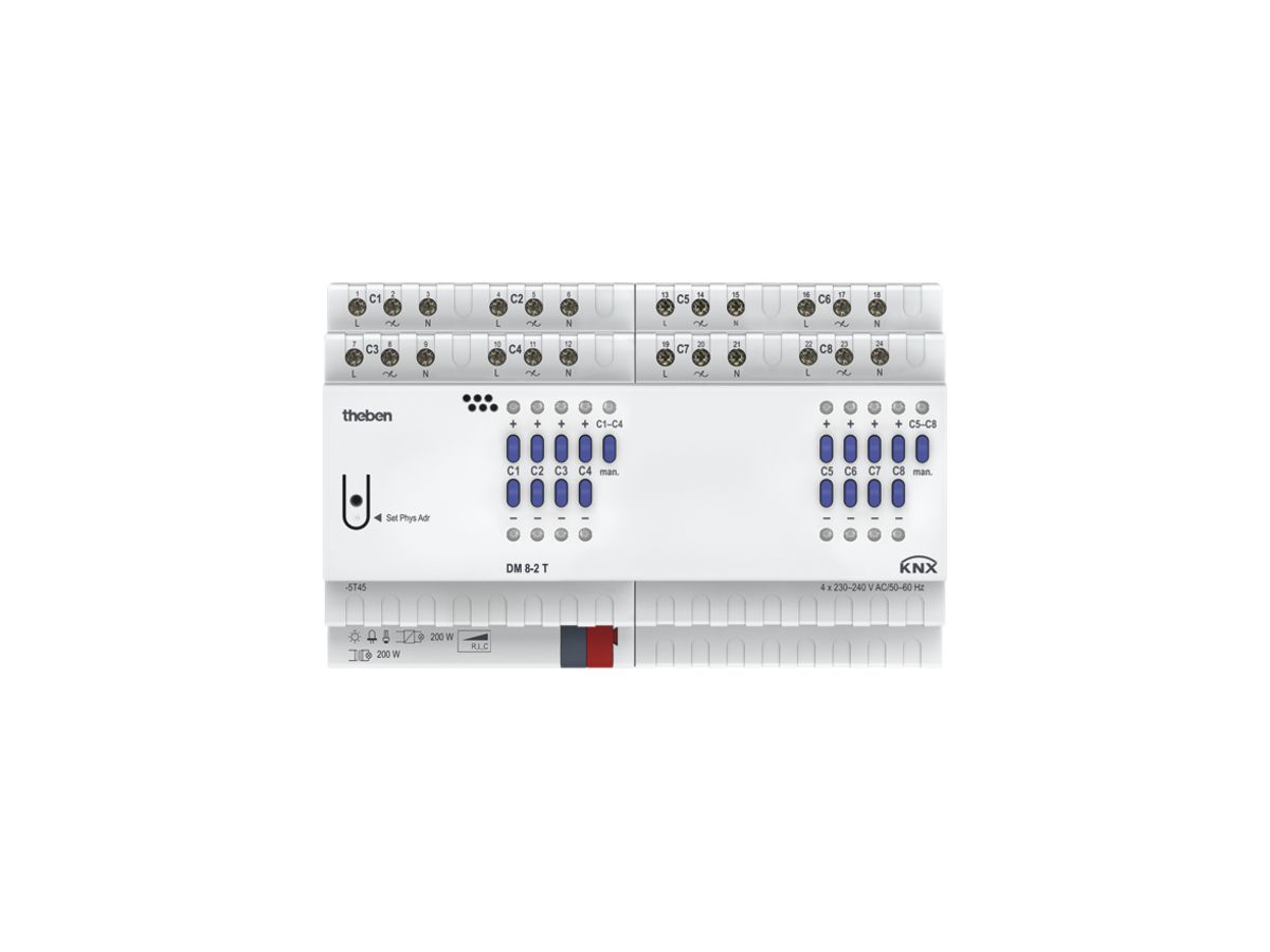 REG-KNX-Dimmaktor Theben DM 8-2 T 8×200W