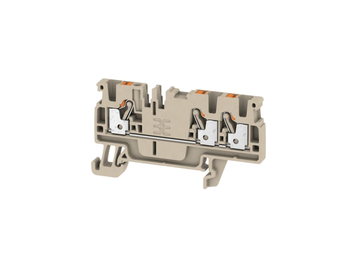 Durchgangs-Reihenklemme Weidmüller A3C PUSH IN 2.5mm² 3 Anschlüsse TS35 beige