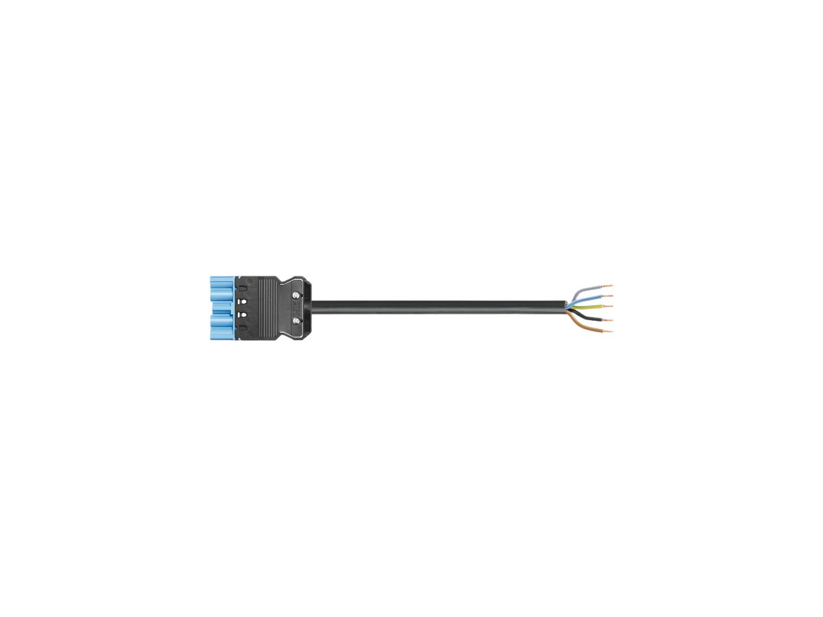 Anschlussleitung Wieland GST18i5 5×1.5mm² 250V+n.SELV 16A 1m blau Stecker, Cca