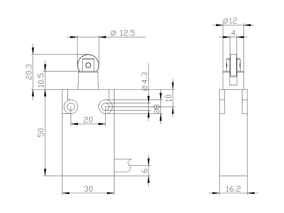 Positionsschalter Siemens 3SE5 30 1S/1Ö Rollenstössel Met. Kabel 2m