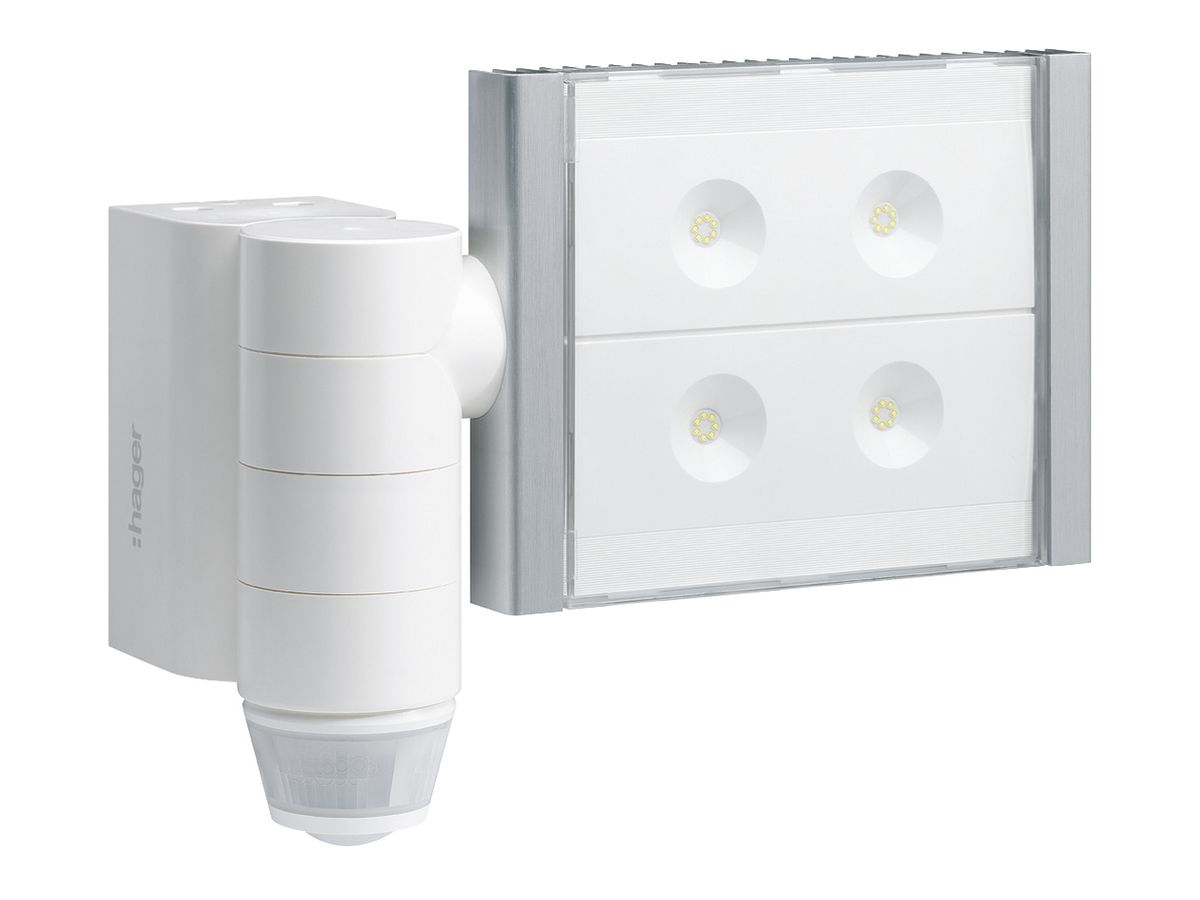 Automatik-LED-Strahler Hager quicklink mit KNX-Bewegungsmelder 200/360° weiss