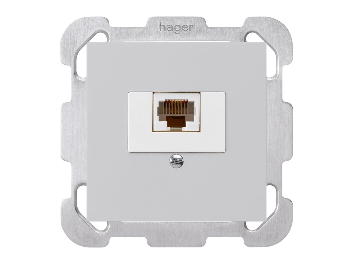 UP-Dose kallysto 1×RJ45u hellgrau mit Befestigungsplatte
