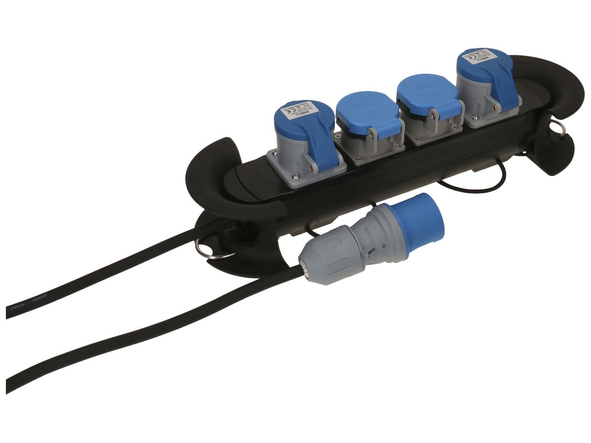 Steckdosenleiste MAX HAURI Construct Line 5m 2×T23 2×CEE16 IP55 90° schwarz
