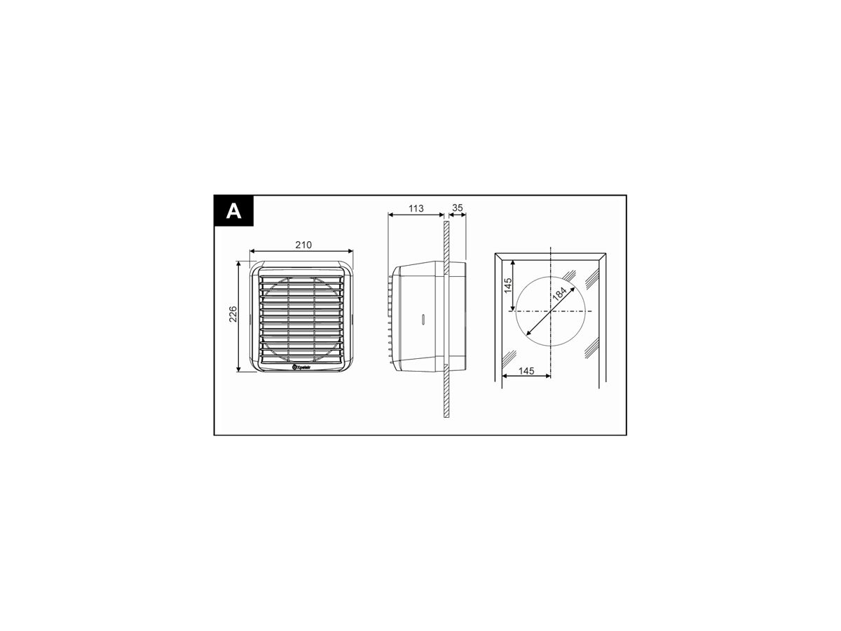 Fenster-/Wandventilator XPELAIR GXC-6 EC Ø184mm mit Zugkordel hellgrau