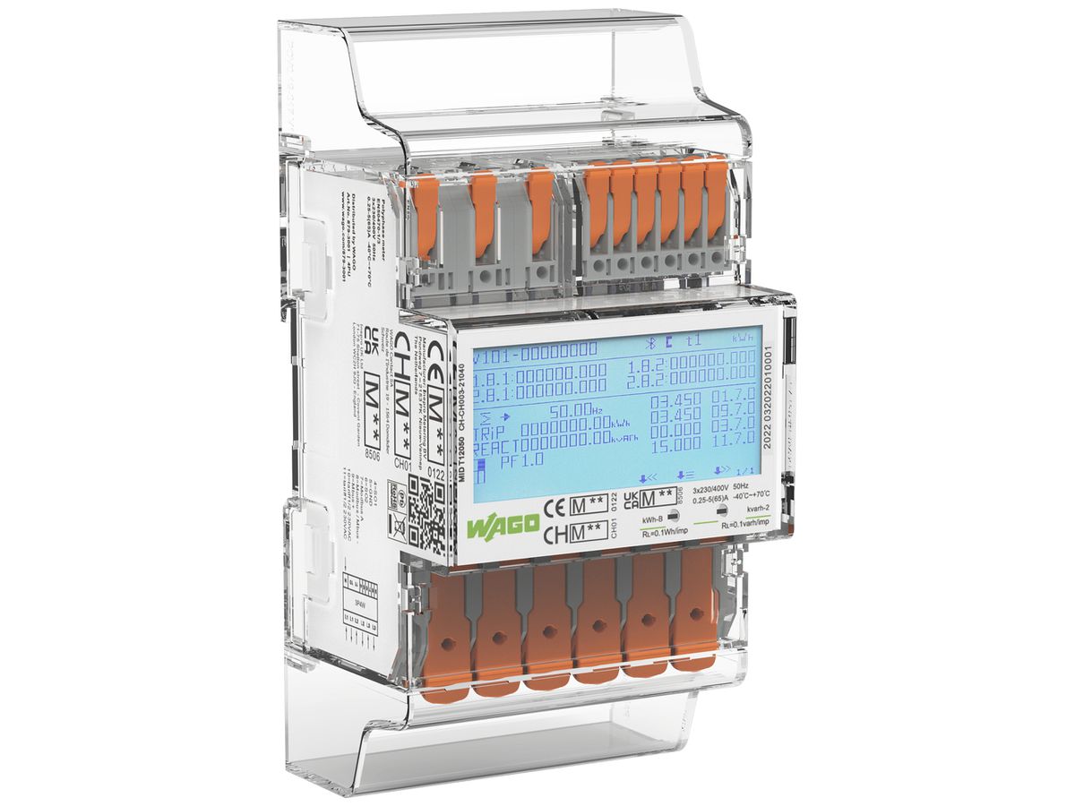 Energieverbrauchszähler WAGO 3×230/400V MID METAS Modbus M-Bus 4PU