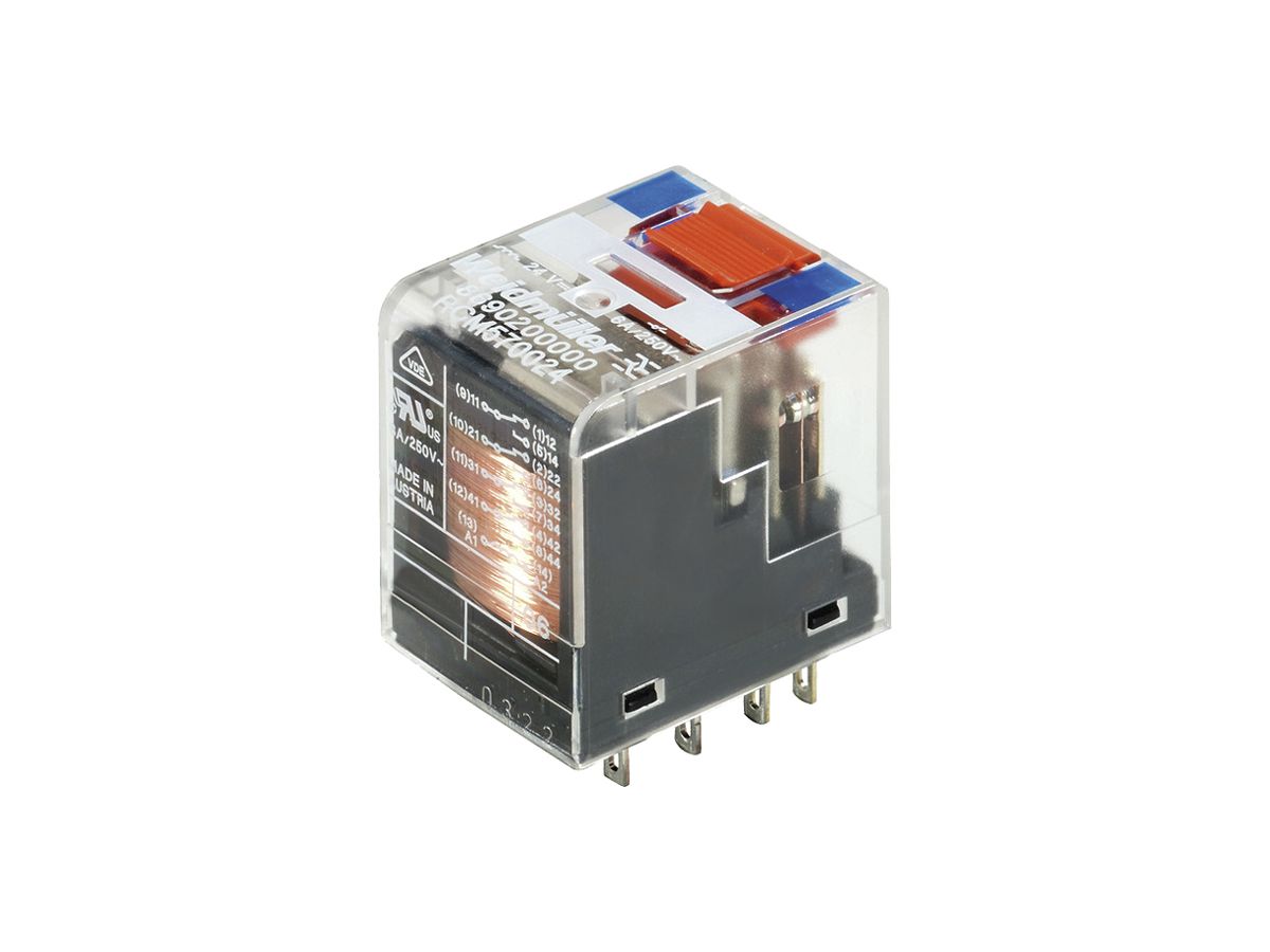 Relais WM RCM570024 4CO AgNi 22.8…31.2VDC 6A/240VAC Prüftaste