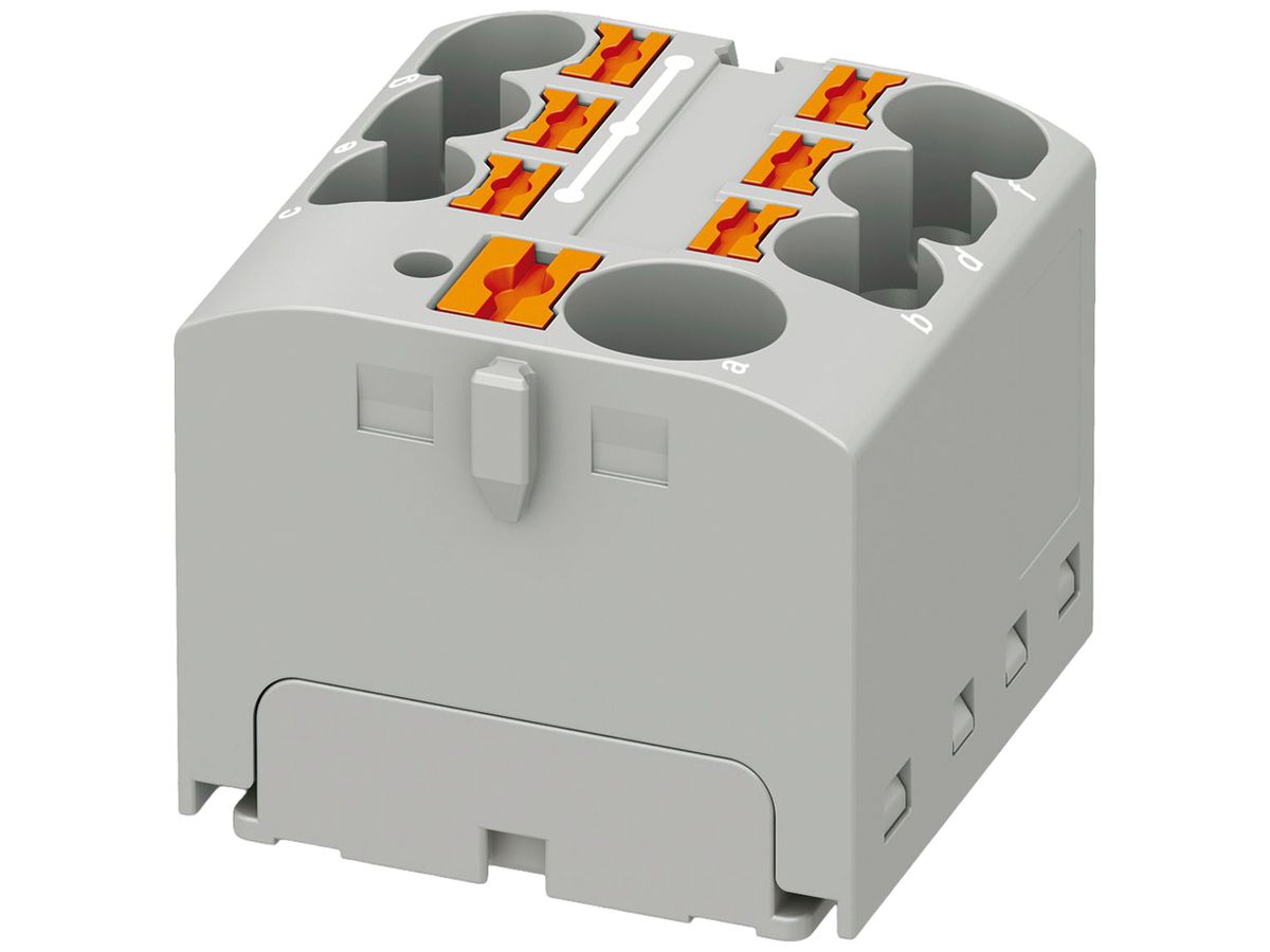 Verteilerblock PX PTFIX 10/6X4-G GY 4mm² 32A 450V 7×1 kleben gu