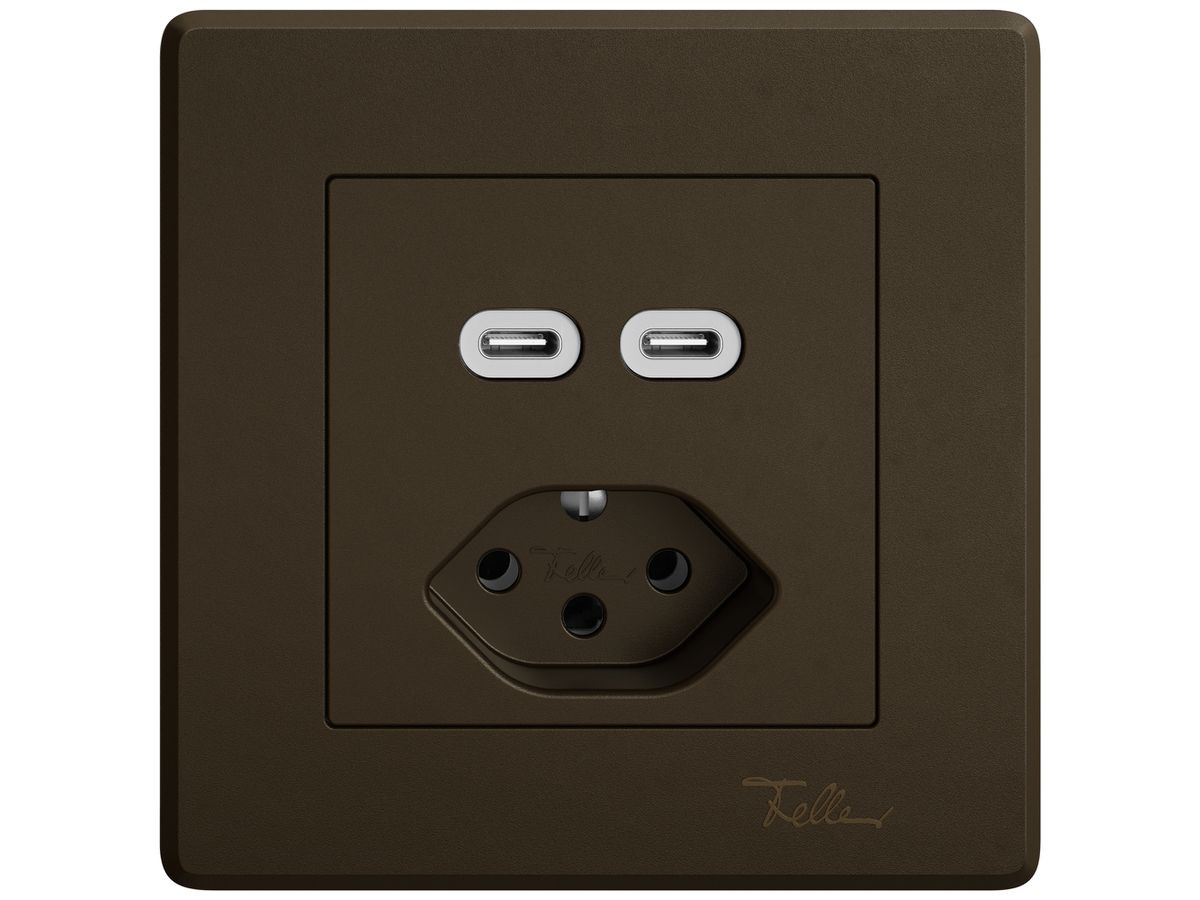 UP-USB-Ladesteckdose EDIZIO.liv SNAPFIX® USB C+C/T13 3A 230VAC br
