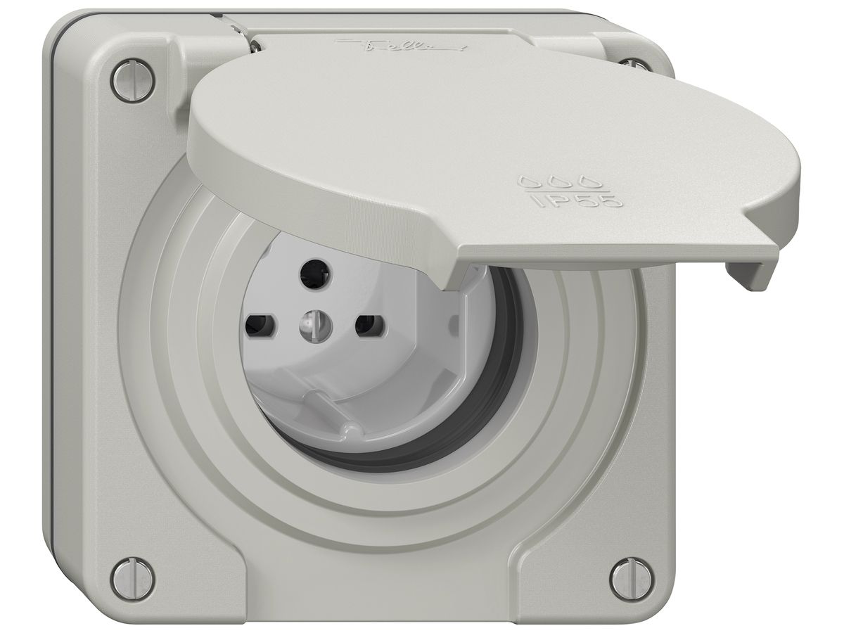 UP-Steckdose NEVO SNAPFIX® 1×T15 10A 440V 87×87×32mm IP55 lgu