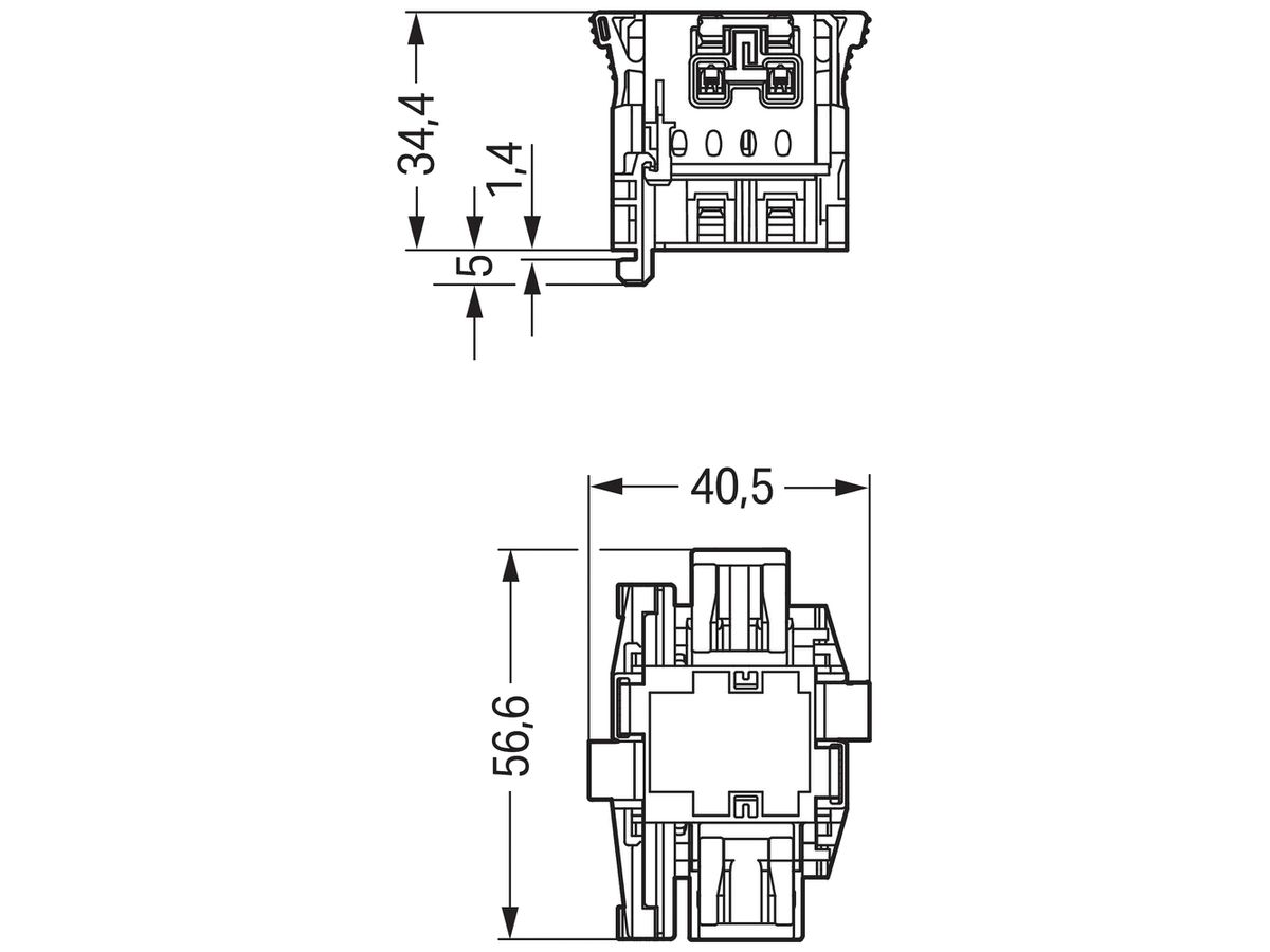 T-Steckvorrichtung LINECT Buchse-Stecker 2L dunkelgrau