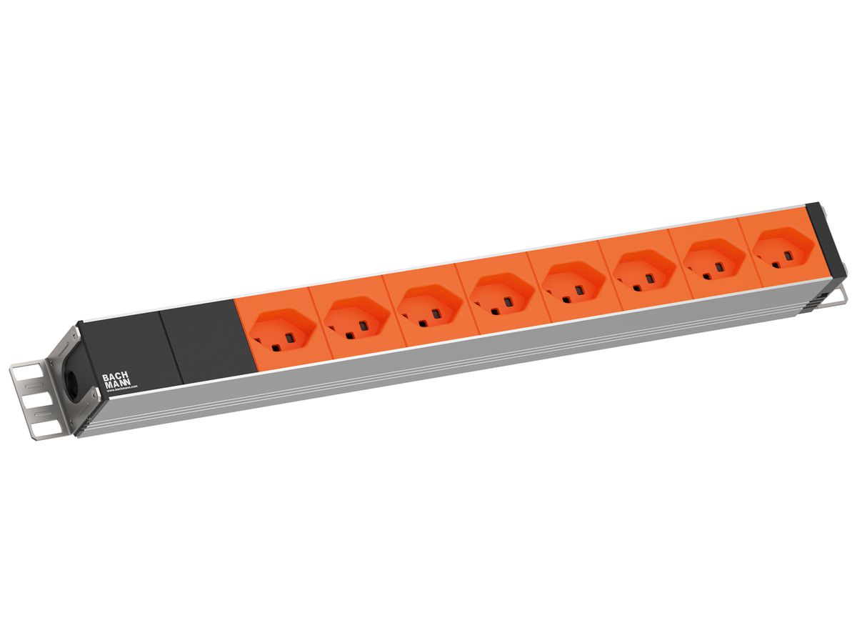 Steckdosenleiste 19" BACHMANN 8×T23 3m 1HE orange/aluminium