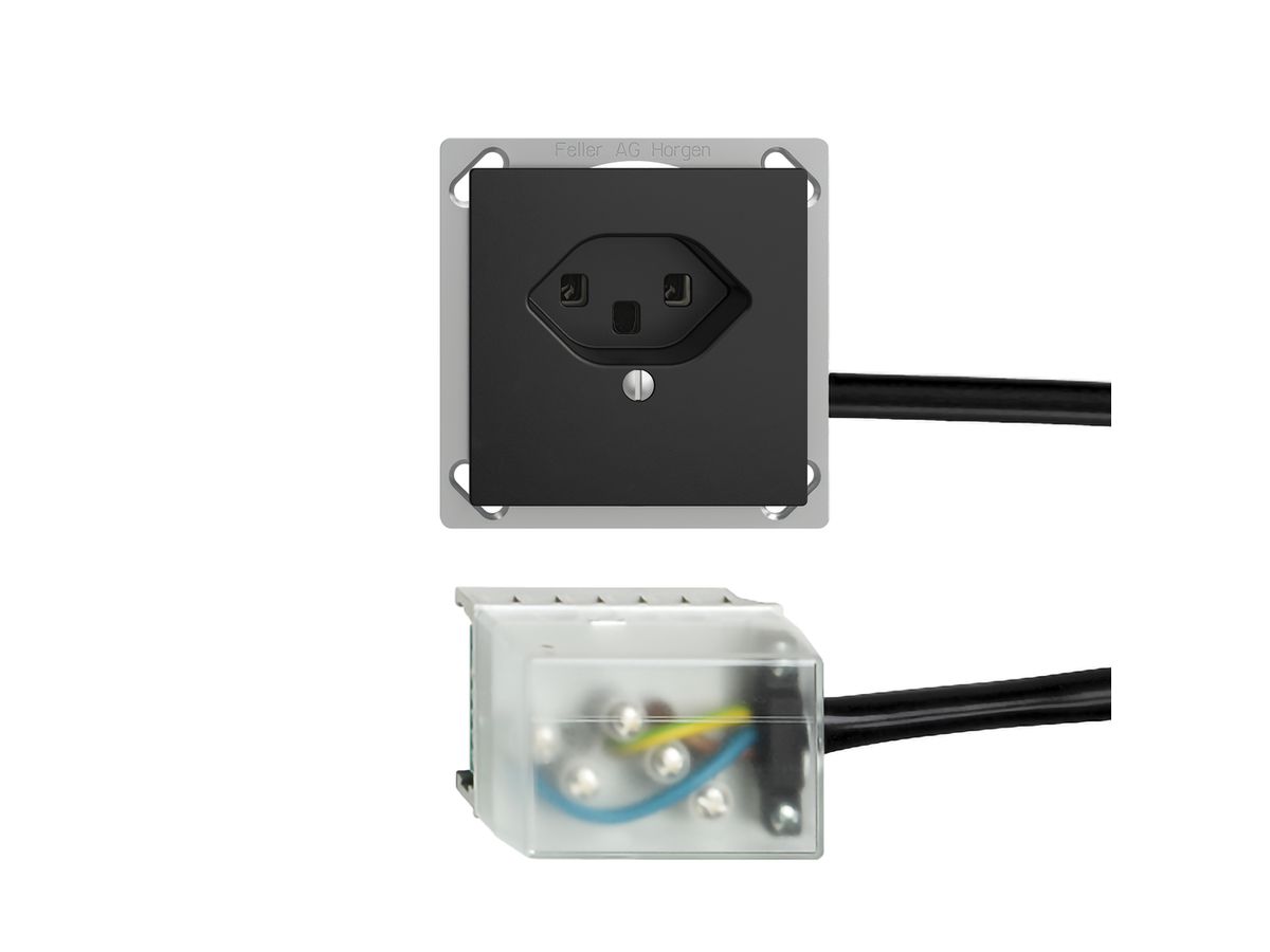 EB-Steckdose EDIZIOdue T23 L1 schwarz, für Flachkabel Powerbus