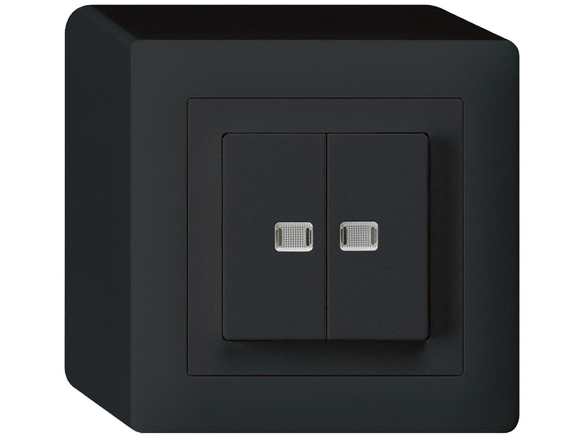 AP-Leuchtdruckschalter kallysto 1/3+3/1 mit 2 Linsen schwarz
