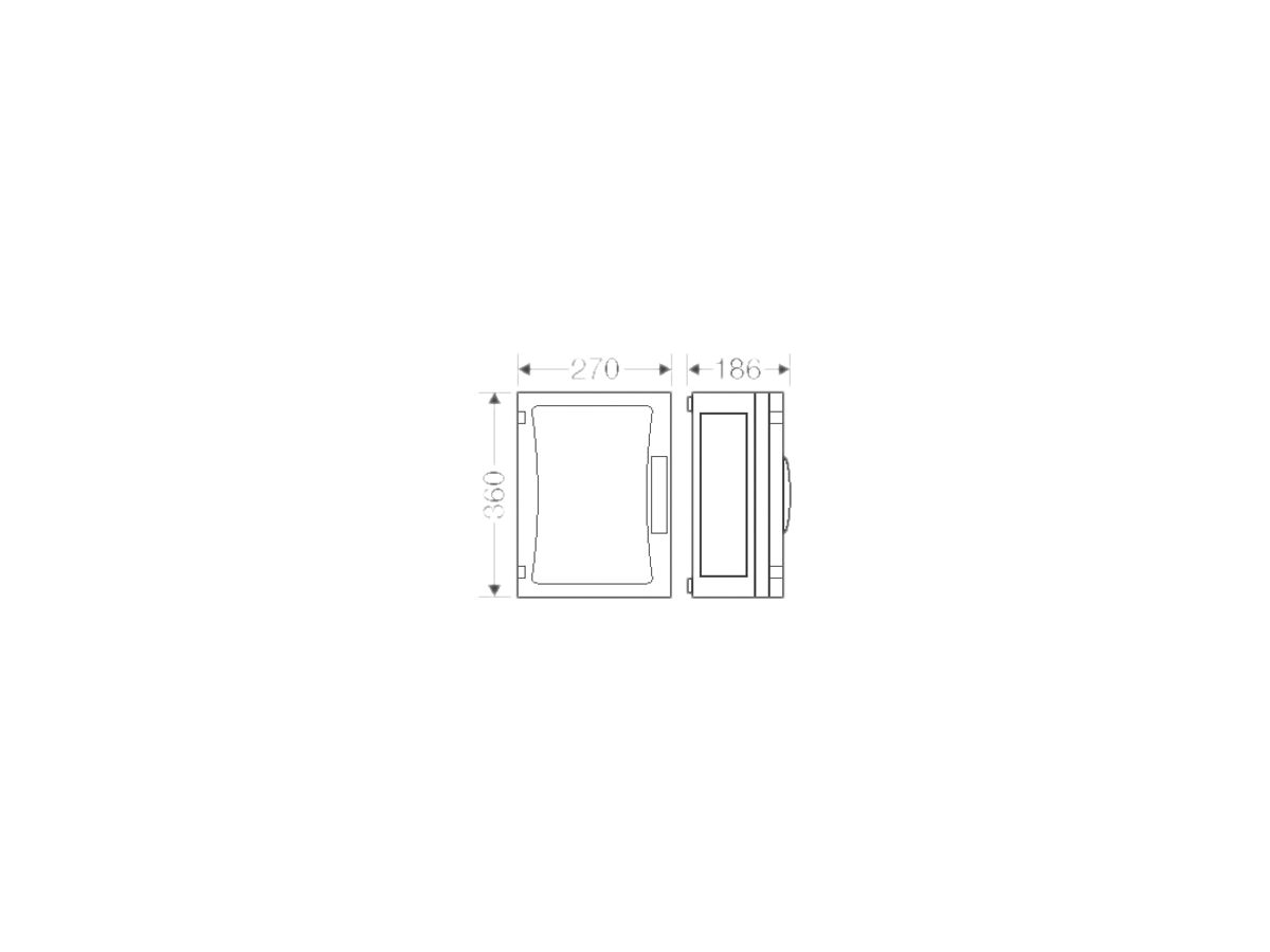 Apparategehäuse Hensel FP 0250 grau leer mit Türe offen 270×360×186mm