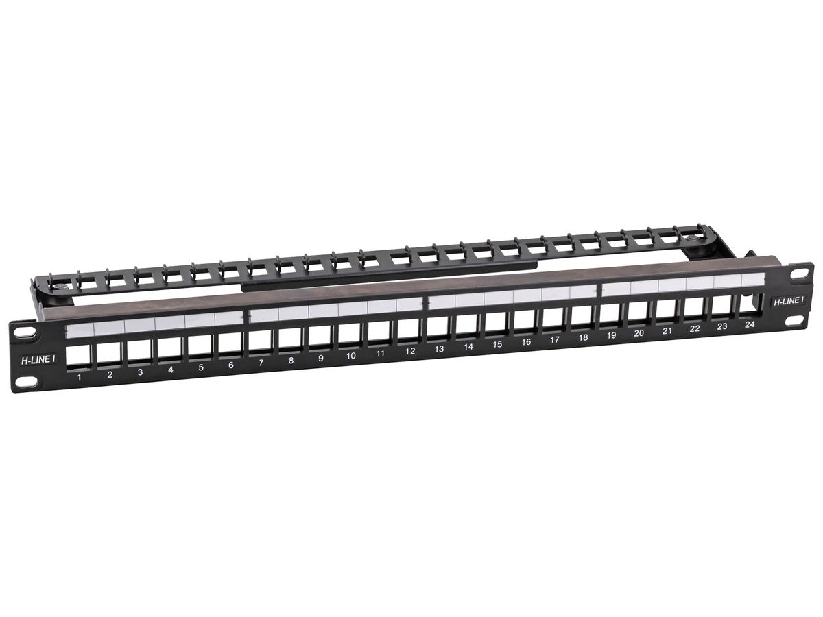 Patchpanel 19" H-LINE I 24-Port Keystone leer geschirmt 1HE schwarz