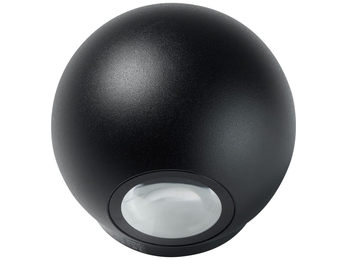 LED-Wandleuchte Sir Heian SPHERA 6W 875lm 857 IP65 DIM dir./indir.Ø95mm schwarz