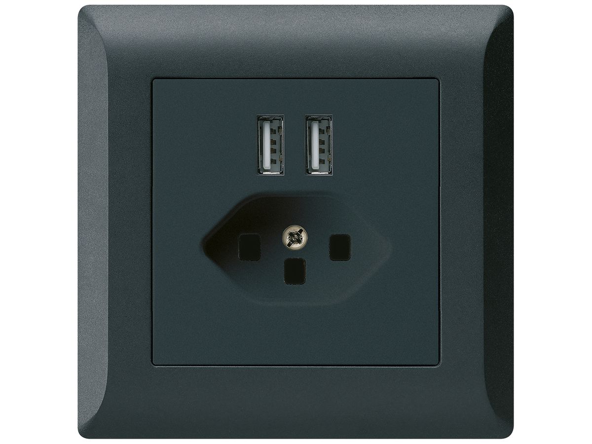 UP-Steckdose 2×USB & T23 kallysto.line 2400mA schwarz