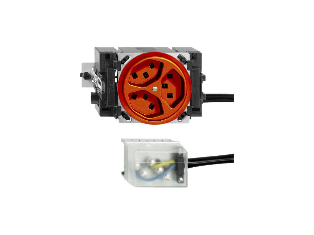 EB-Steckdose 3×T23 16A orange 53mm L1 FH für Ecobus power