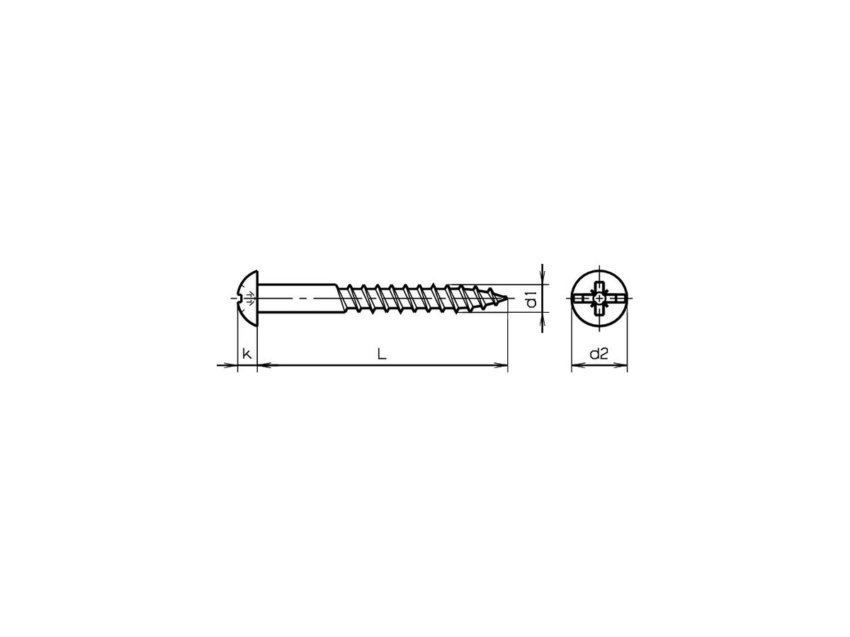 Holzschraube FERRONORM Halbrundkopf PZ/Schlitz Ø3.9×100mm Stahl verzinkt