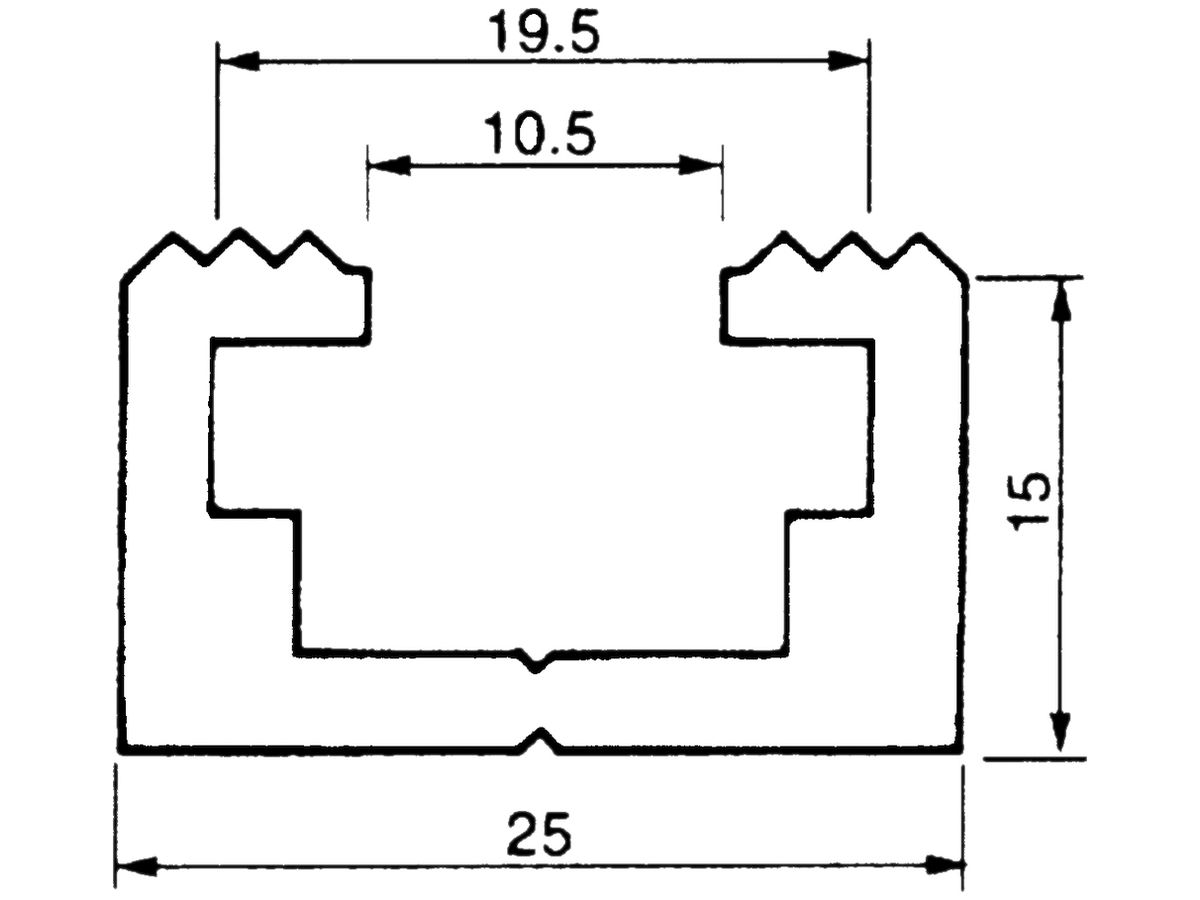 Befestigungsschiene Almatec 25×15mm L=3m gezahnt