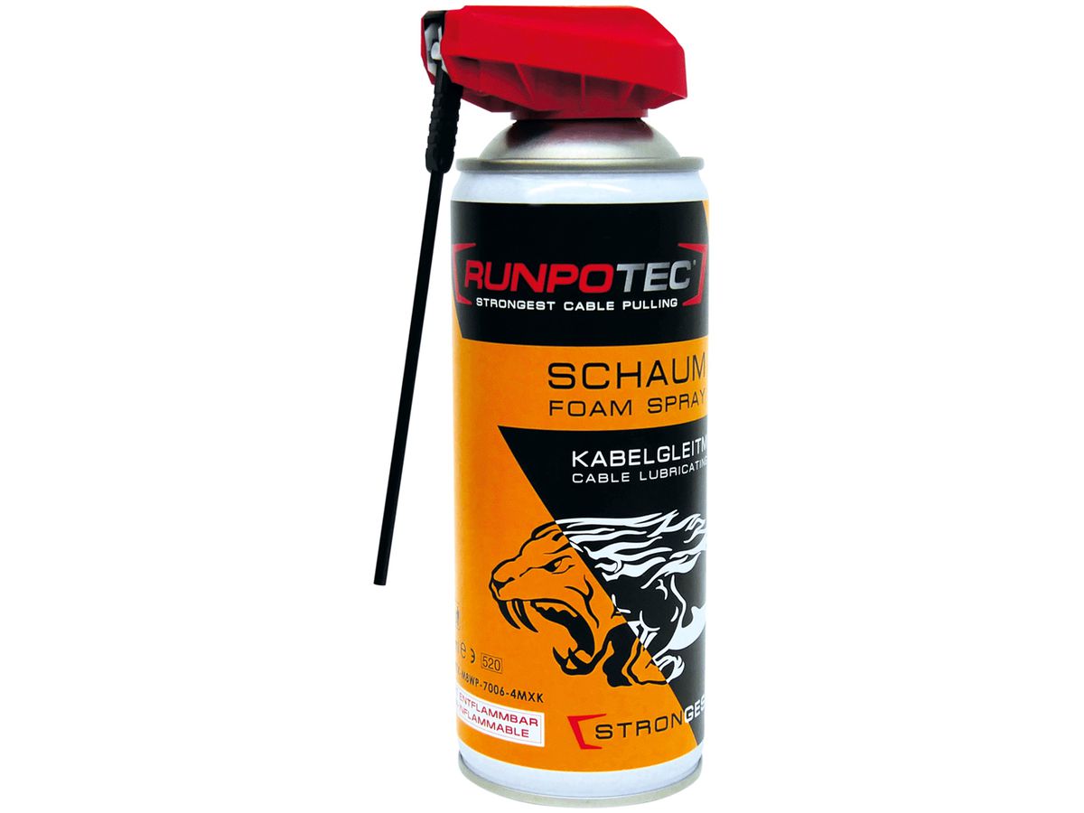 Gleitmittel RUNPOTEC Schaum, 400 ml, für Kabel- und Drahteinzug