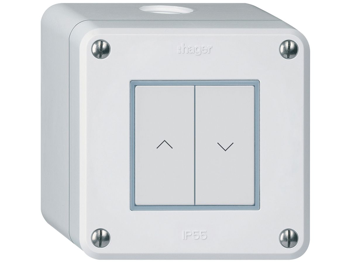 AP-KNX-Storentaster Hager BA robusto Q 2-fach 86×86mm weiss