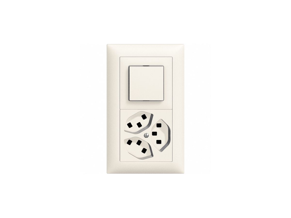 UP-Kombination EDIZIOdue 2×1 vertikal S3/3×T23 weiss