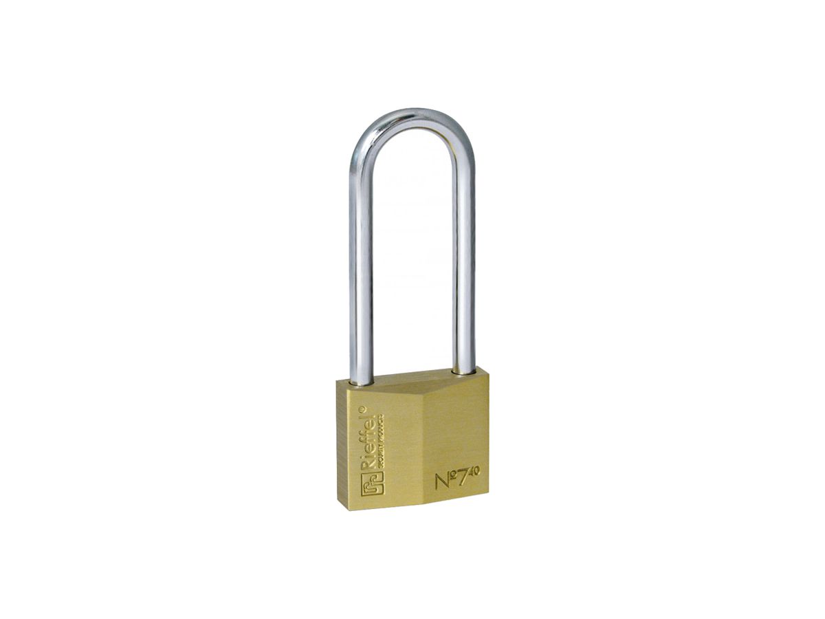 Vorhängeschloss Rieffel 7/40 Stahl 39.7×14mm Bügelhöhe 70mm messing